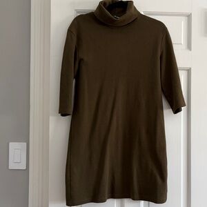 Zara Olive Green Turtleneck Mini Dress